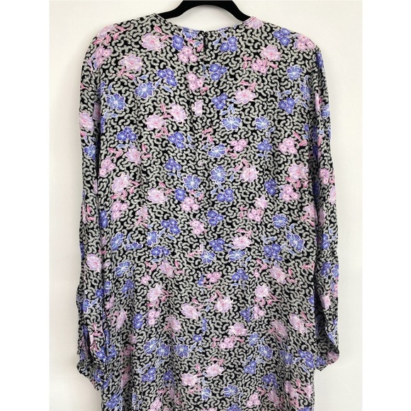 NWT Loft Floral Ruched Long Sleeve Midi Dress, Black Pink Blue - Size‎ 18 - Picture 7 of 10